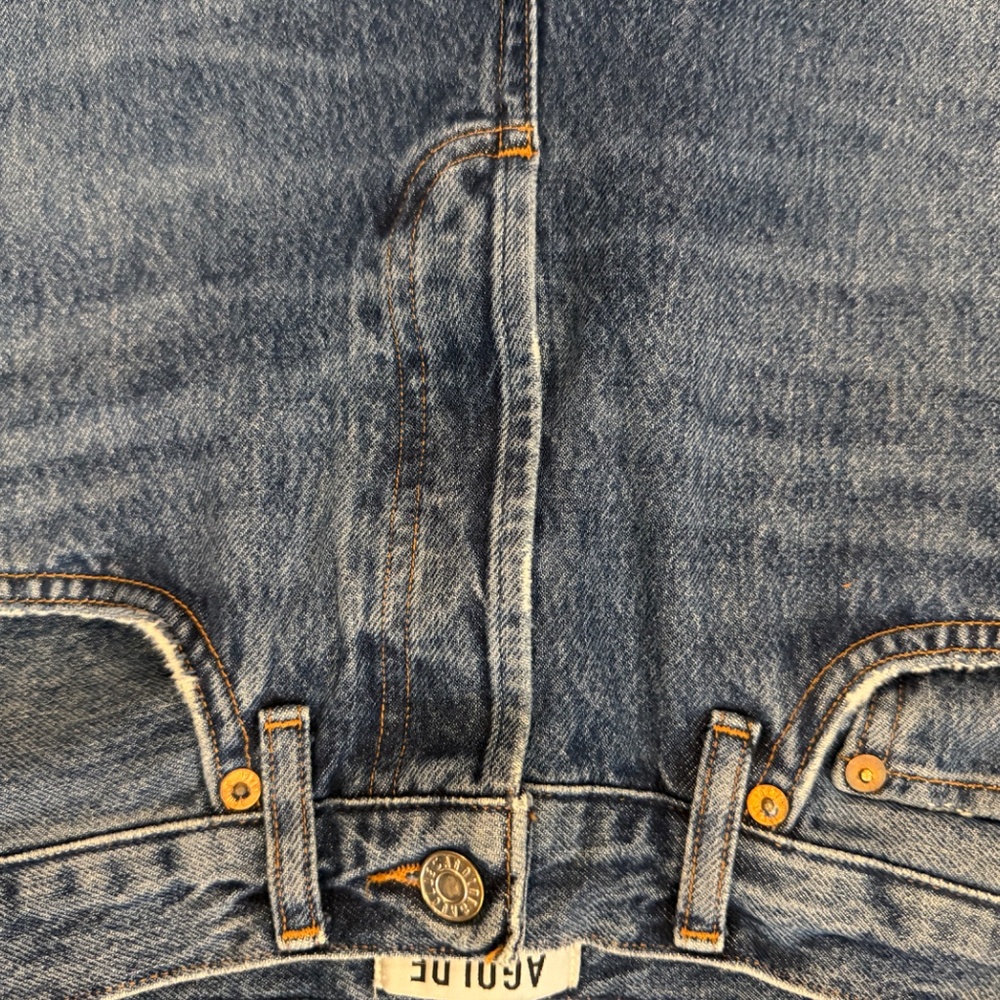 Agolde Straight Leg Jeans in Medium Blue - Picture 5 of 11